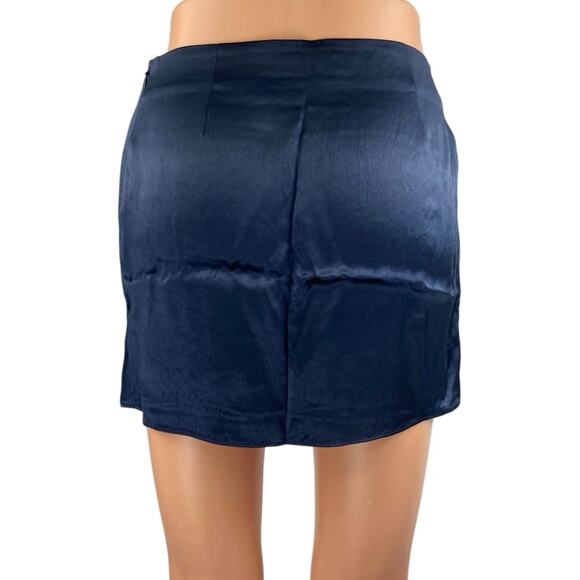 NEW Aritzia Babaton Women's Blue Silky Satin Side Zip Mini Slip Pencil Skirt 0 - Picture 2 of 5